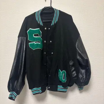 바시티 자켓 블랙/그린