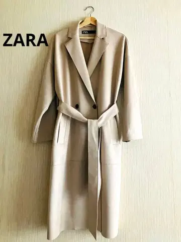새상품 ZARA 롱 코트 베이지 리본 벨트 여성용 M