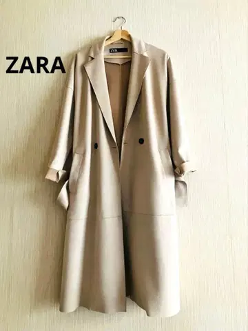 새상품 ZARA 롱 코트 베이지 리본 벨트 여성용 M