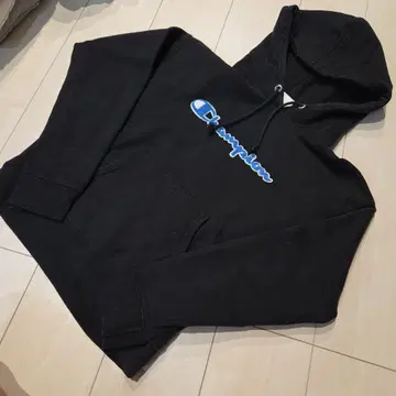 Champion 리버스 위브 후드티 블랙