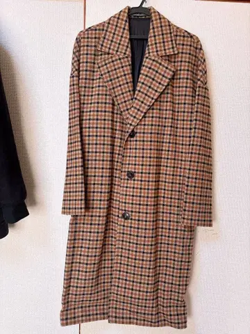 ZARA MAN 체크 무늬 더블 브레스트 코트