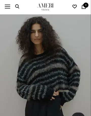 AMERI VINTAGE MIX YARN BORDER KNIT TOP