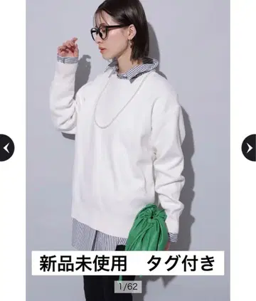 Arpege story 맨투맨 라이크 니트 화이트 니트 알페쥬