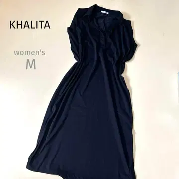 새상품급 KHALITA 탄력 블랙 롱 원피스 M 슬리브리스