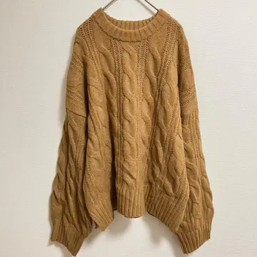 소프트 내추럴 라이트온 케이블 짜임 브라운 베이지 긴팔 니트 L 사이즈
