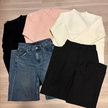 긴팔 니트 스웨터 청바지 팬츠 묶음 판매