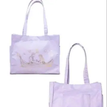 연보라 프린트 디자인 토트백