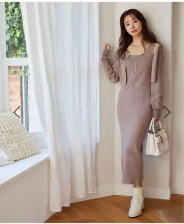 zip 니트 원피스 미스티우먼