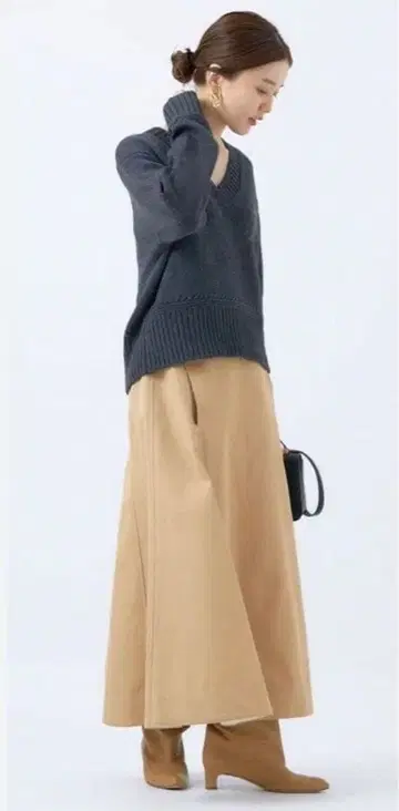 IENA 볼륨 치노 스커트 베이지