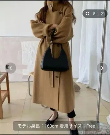 울 100% 스탠드 카라 오버 사이즈 코트