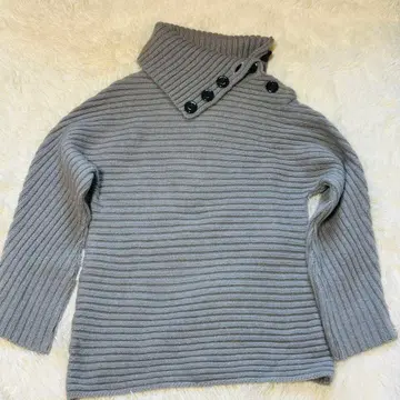 새상품 알파카 혼방 50% 하이넥 니트 그레이 L 사이즈 일본제