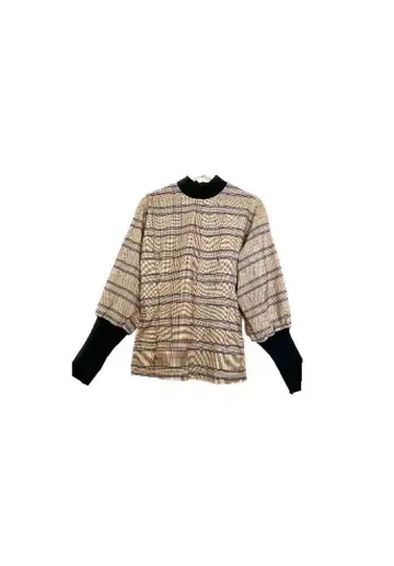 X PARTY 체크 리브 벌룬 슬리브 ONE SIZE 브라운 블랙