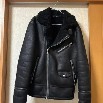 ZARA 블랙 쉘파 라이닝 라이더 자켓