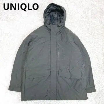 컨디션 최상 유니클로 하이브리드 다운 후드티 그레이 XL