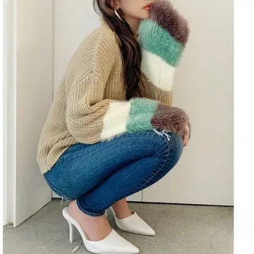 GYDA 컬러 샤기 터틀 니트 TOPS