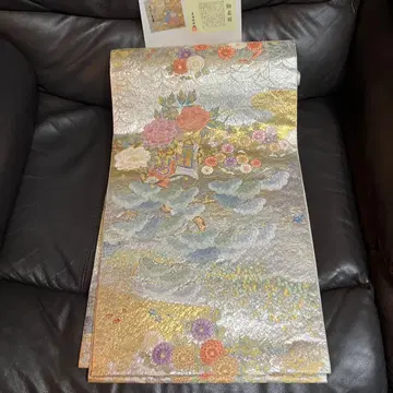 금실 자수 꽃무늬 오비 실크제