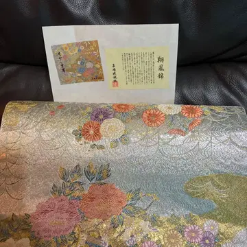 금실 자수 꽃무늬 오비 실크제