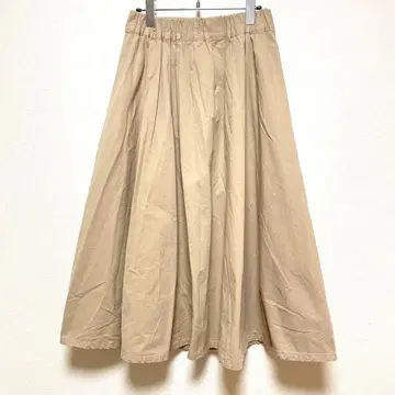 NIMES 니 체크 브라운 플레어 스커트 허리밴딩 코튼