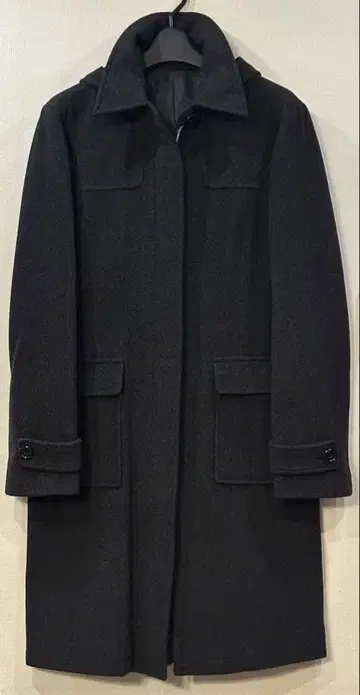 새상품급 울 코트 롱 코트 코트 후드 부착 L 사이즈