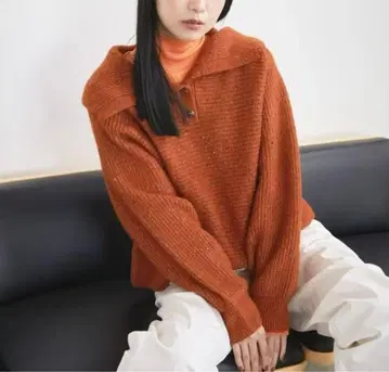 LOWRYS FARM 빅 컬러 숏 니트 롱 슬리브