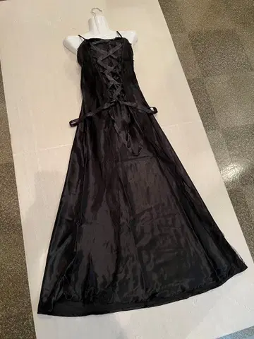 새상품급 연주회 파티 무대 촬영/업무 블랙+레이스 스핀들/롱 광택 새틴