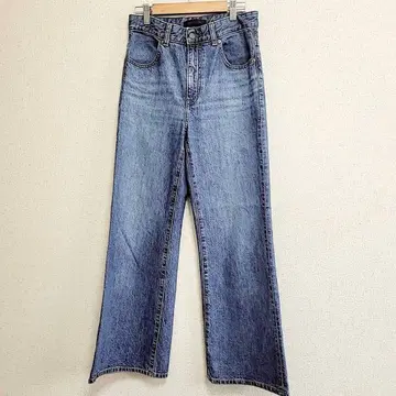 유니클로 하이라이즈 플레어 진 면 100% 25 하의 청바지 G