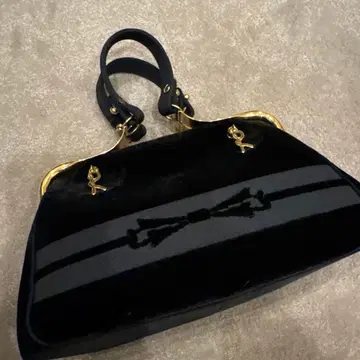 로베르타 디 카메리노 벨벳 핸드백 블랙 골드 금장 장식