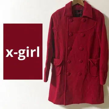 엑스걸 울 코트 M 여성용 롱 코트 레드