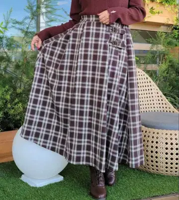 axes femme 아지메 벨트 체크 무늬 스커트