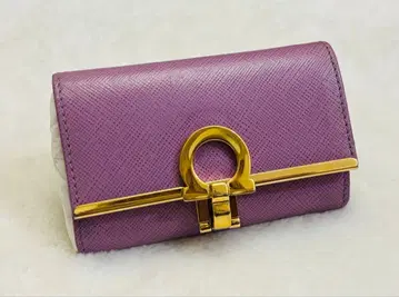 퍼플 가죽 키케이스 골드 금장 장식