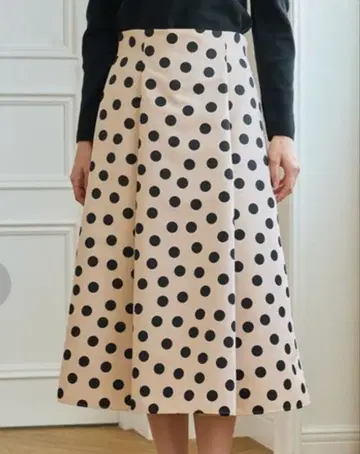 ANAYI 그로그랭 도트 하이웨스트 스커트 아나이 베이지