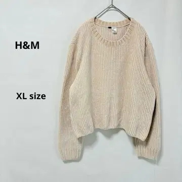 H&M 에이치앤엠 니트 XL 아이보리 크루넥 숏 기장