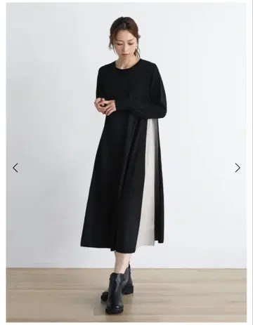 야마다야 새상품 배색 라인 니트 원피스