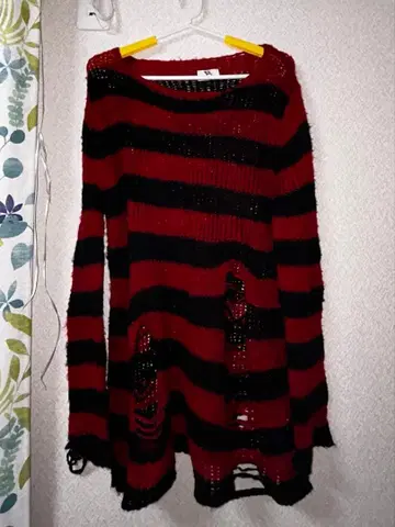 데미지 보더 니트 펑크 그런지