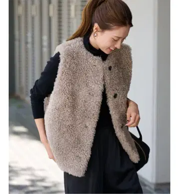 베이지 보아 베스트 프리 사이즈