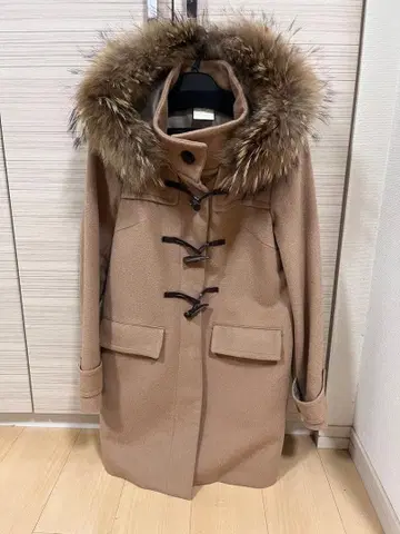 베이지 퍼 울 더플 코트 36