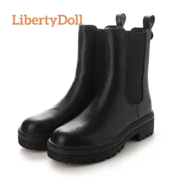 리버티 인형 첼시 부츠 통굽 사이드 고어 블랙 미들 숏