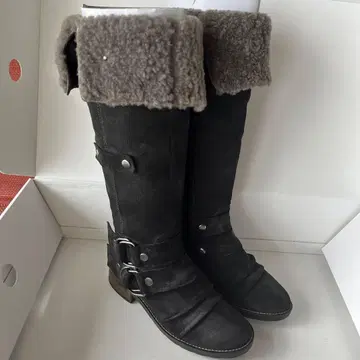 브루노말리 무스탕 플랫 엔지니어 부츠 다크 그레이 36 23cm