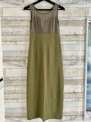 Lily brown 슬리브리스 롱 원피스 올리브 그린