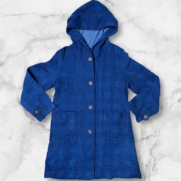 [잔니로 주디체] 데님 블루 롱 코트 후드 부착