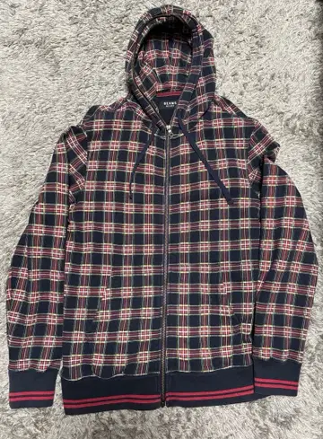 beams heart 체크 집업 후드티