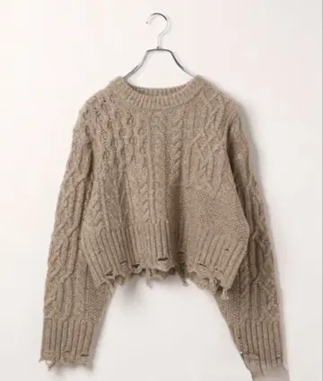 LEPSIM 3게이지 케이블 데미지 풀오버 베이지