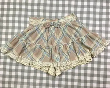 LIZLISA 레어 기모 체크 무늬 치마바지