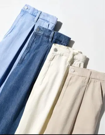 새상품 UNIQLO 드레이프 데님 턱 팬츠 XL 65 블루