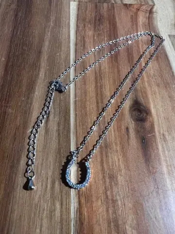 말발굽 호스슈 큐빅 지르코니아 목걸이 [ 실버 ]