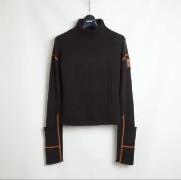 00s M+FG 하이넥 쇼트 니트 사이버