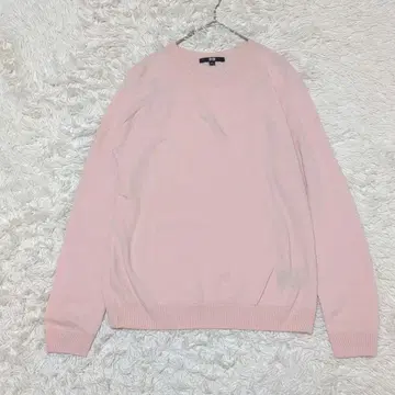 유니클로 캐시미어 100% 3D 크루넥 핑크 니트 XL
