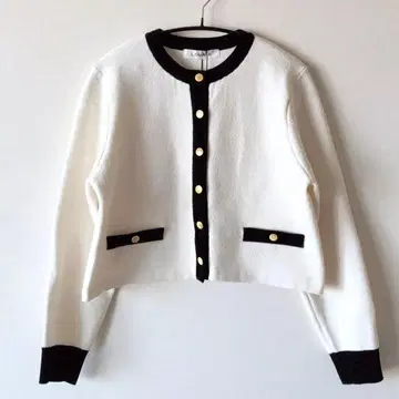 [택 포함 새상품] LOUNIE 루니*바이컬러 숏 가디건 화이트
