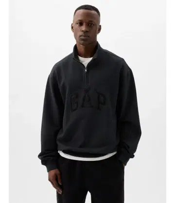 하프 지퍼 맨투맨 로고 갭 gap 블랙 속기모 새상품 M