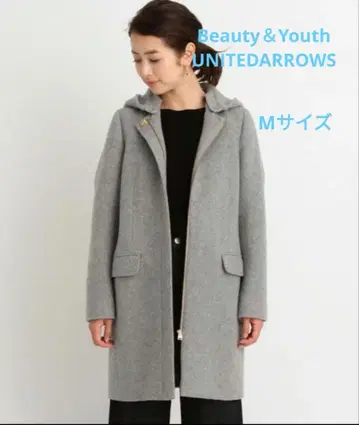 뷰티&유스 후드 노카라 코트 그레이 M